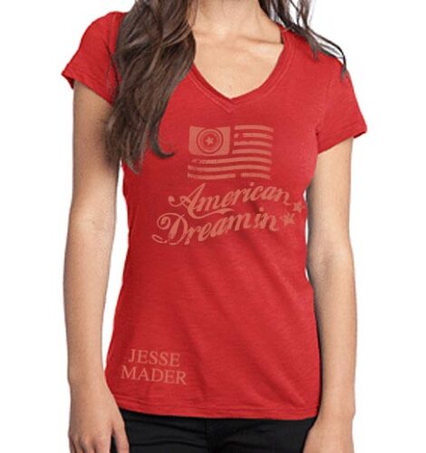 jesse-mader-urban-rock-american-dreamin-baseball-red-tee-shirt-women-vintage